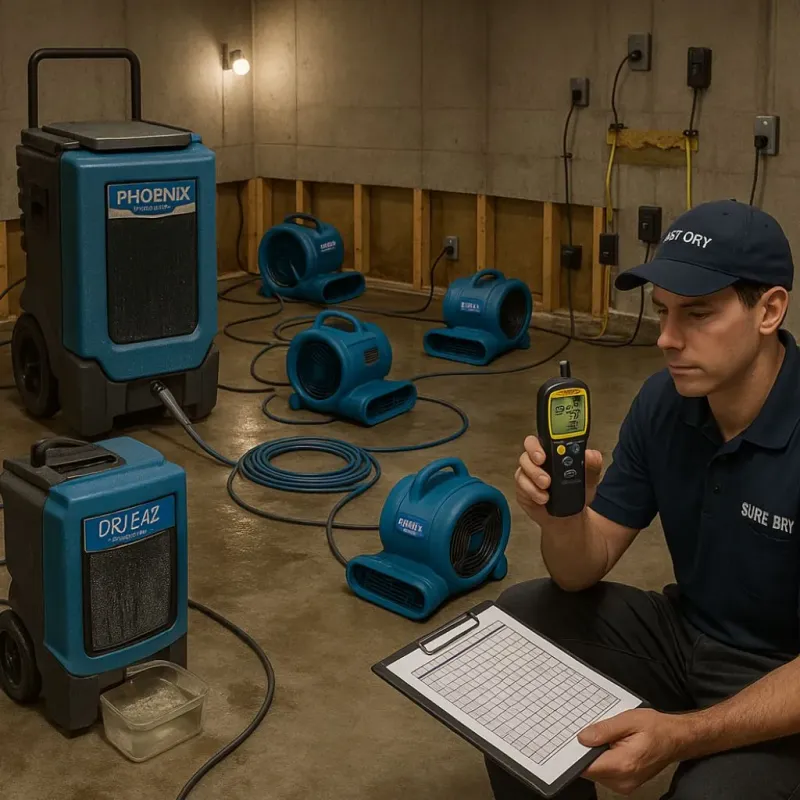 Structural Drying and Dehumidification process in Chesterville, ME